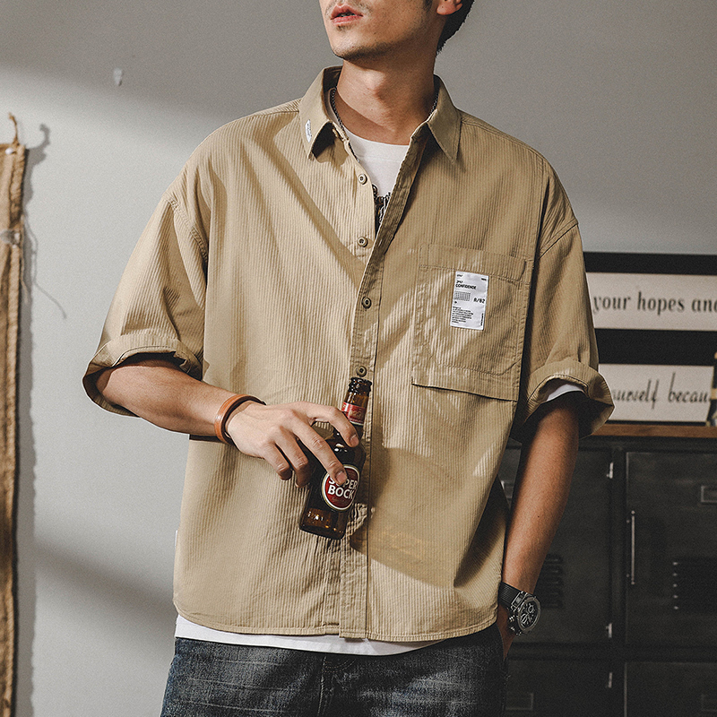 American Style Work Shirt Men's Short-sleeved Summer ins Fashionable Japanese Style Large Size Half-sleeved Shirt Casual Jacket for Men American Style Work Shirt Men's Short-sleeved Summer ins Fashionable Japanese Style Large Size Half-sleeved Shirt Casual Jacket for Men