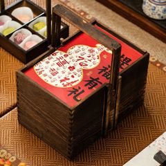 2025新款月饼礼盒包装盒中秋中式冰皮流心鲜肉桐木手提空盒定 制
