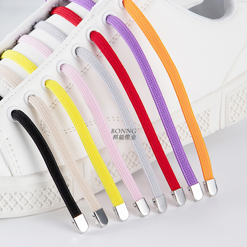 6mm 32-Color Bonng Shoelaces Flat Elastic Cord P-31 Buckle Clip Small White Sports Casual Shoes Air Force 1