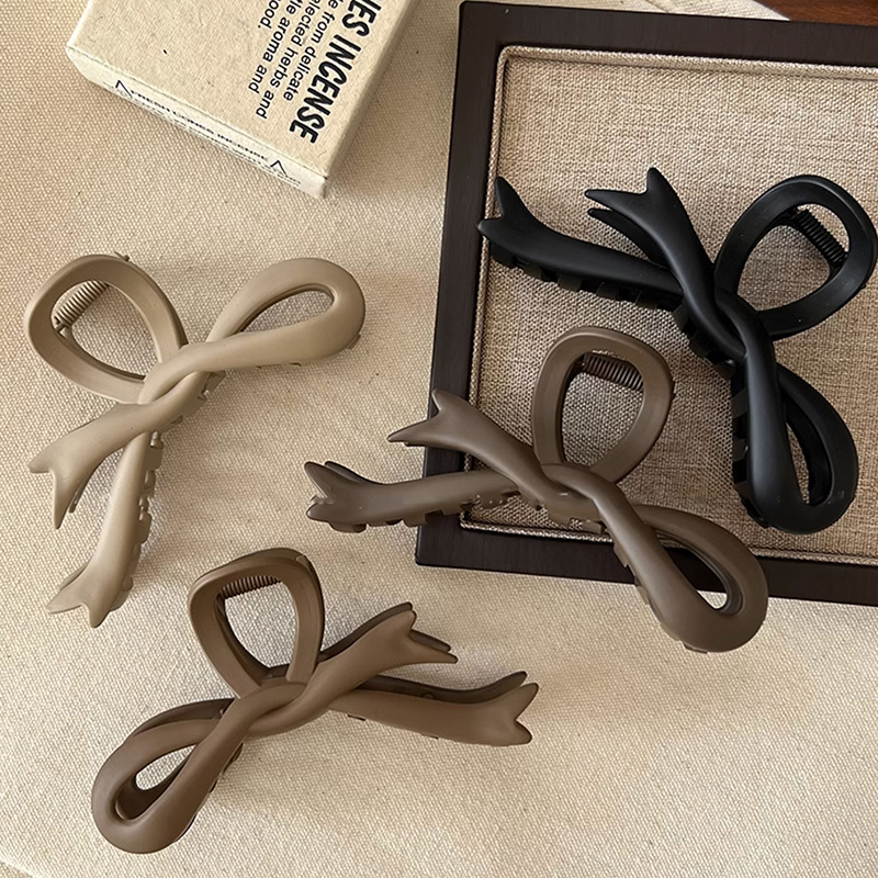 Forcina per capelli con fiocco satinato autunnale e invernale per donna 2023 nuova impugnatura di alta qualità con grande nastro a forma di squalo, clip abbinabile_voghion.com