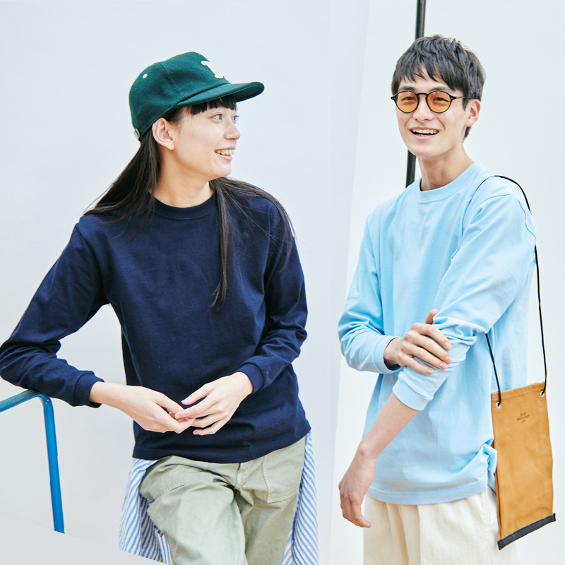 厂家2023新款圆领卫衣正肩男女同款长袖T桖纯色简约上衣