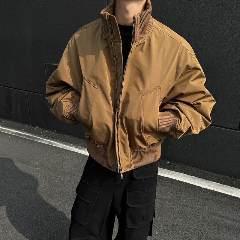 Stand Collar Thickened Pilot Jacket Cotton Coat Men's Winter Trendy American Style Cotton Jacket Youth Short Cotton Jacket