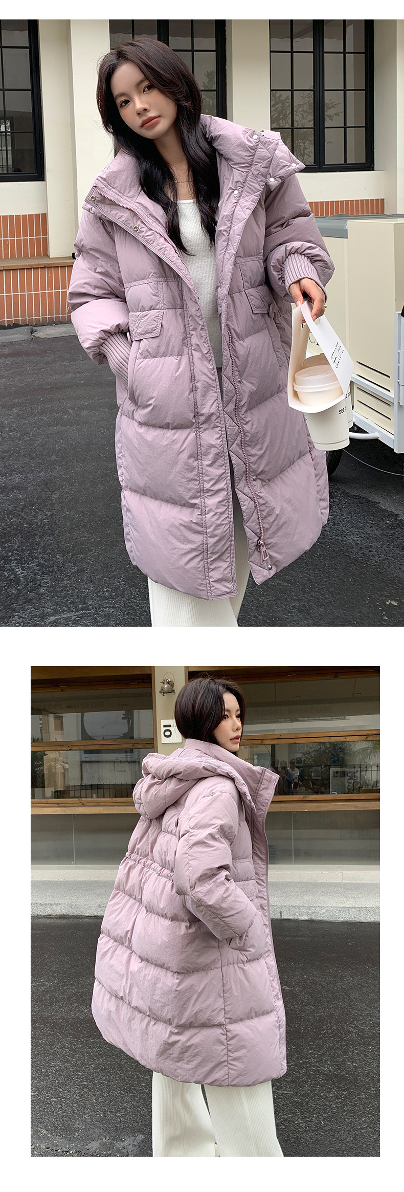 Damen Daunenmantel Winter Lang Mit Kapuze Warm Oversize Stil_voghion.com