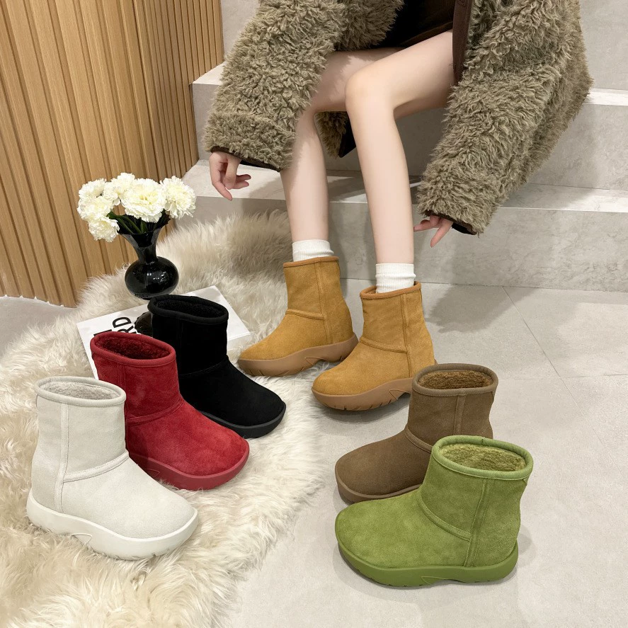 Женские зимние сапоги для снега с внутренним увеличением роста, новая утолщенная и водонепроницаемая конструкция, подходят для температур до -40 градусов, короткие сапоги на толстой подошве для стильных женщин.