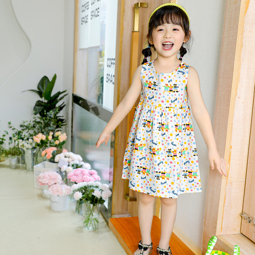 Bella Tree House Children's Clothing Baby Princess Dress Girls Dress Children's Summer Clothes 2024 New Children's Skirt Pure Cotton
