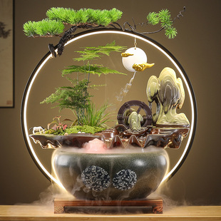 Running Water Ornaments Circulating Water Office Living Room Fortune Tea Table Decoration Entrance Table Feng Shui Wheel Opening Gift