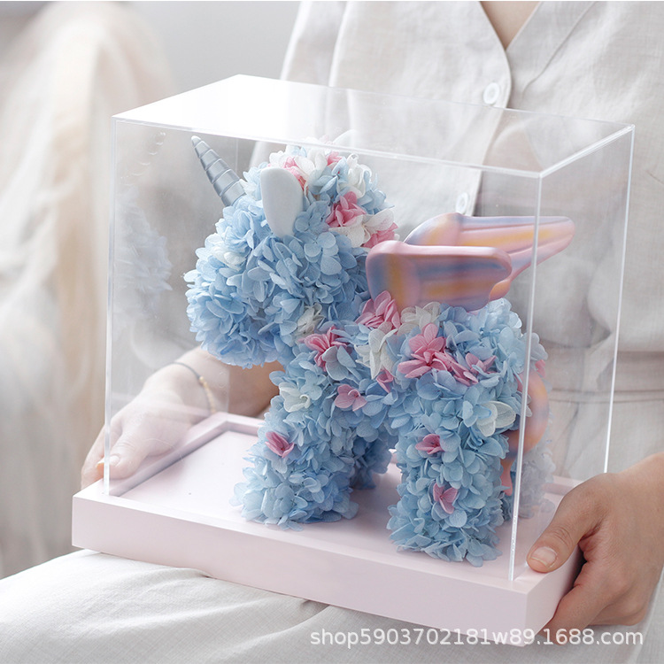 Flores verdaderas rosa unicornio Yunnan inmortalidad flores personalizadas muñecas de hortenida al por mayor acrílico red flores hechas a mano