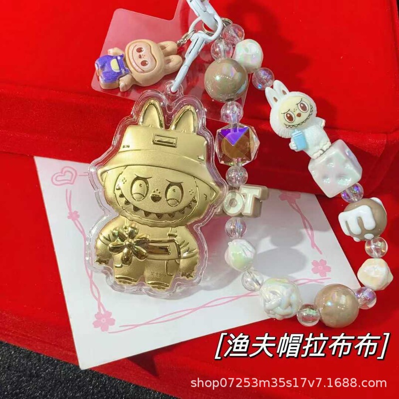 足金999labubu拉布布 手机挂绳钥匙扣 卡通爆款金店引流 礼品批发|undefined