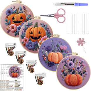 Original-Cross-Border New Product Embroider DIY Halloween Handmade Fabric Material Package Kit Creative Handmade Needlework English
