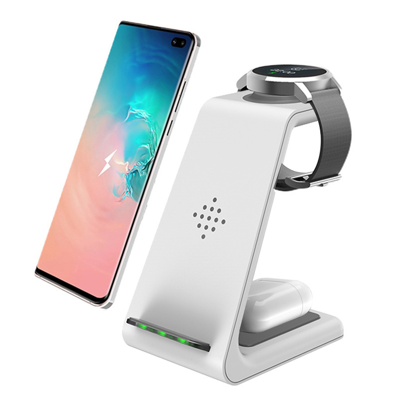 Escritorio cargador inalámbrico vertical tres en uno 15W soporte de carga rápida asiento adecuado para Apple 15 teléfono móvil auricular reloj 7