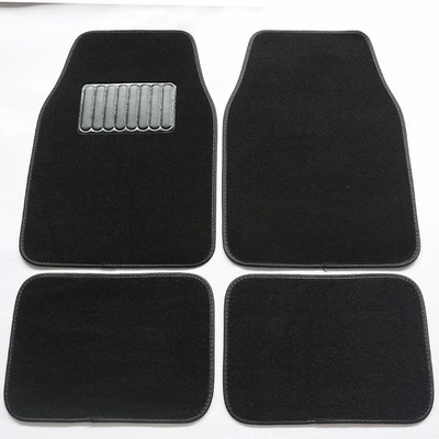 Car mat for cleaning, anti-slip, anti-dirt, easy to clean, full protection mat, TPE wrap-around mat, suitable for cars, with a velvet surface (Ayaqaltılar (Kovriklər)) - flat-velvet-black-universal-4-pieces