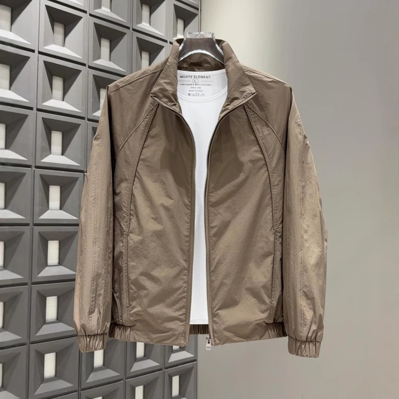 Harrington Stand Collar Jacket Men's Spring and Autum New High-End Thin Jacket Versatile Slim Fit Detroit Men's Clothing Harrington Stand Collar Jacket Men's Spring and Autum New High-End Thin Jacket Versatile Slim Fit Detroit Men's Clothing