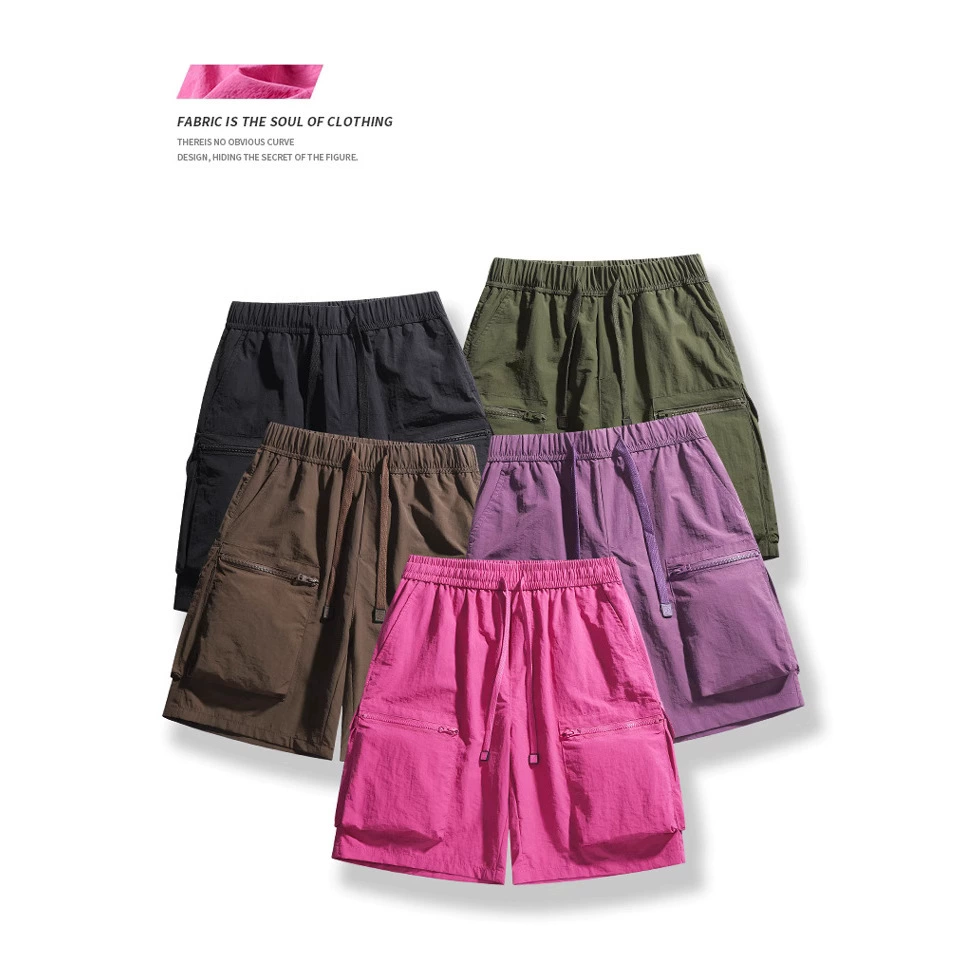 2025 Пара шорт из ледяного шелка, тонкие быстросохнущие дышащие повседневные рабочие спортивные летние брюки с пятью точками для мужчин.