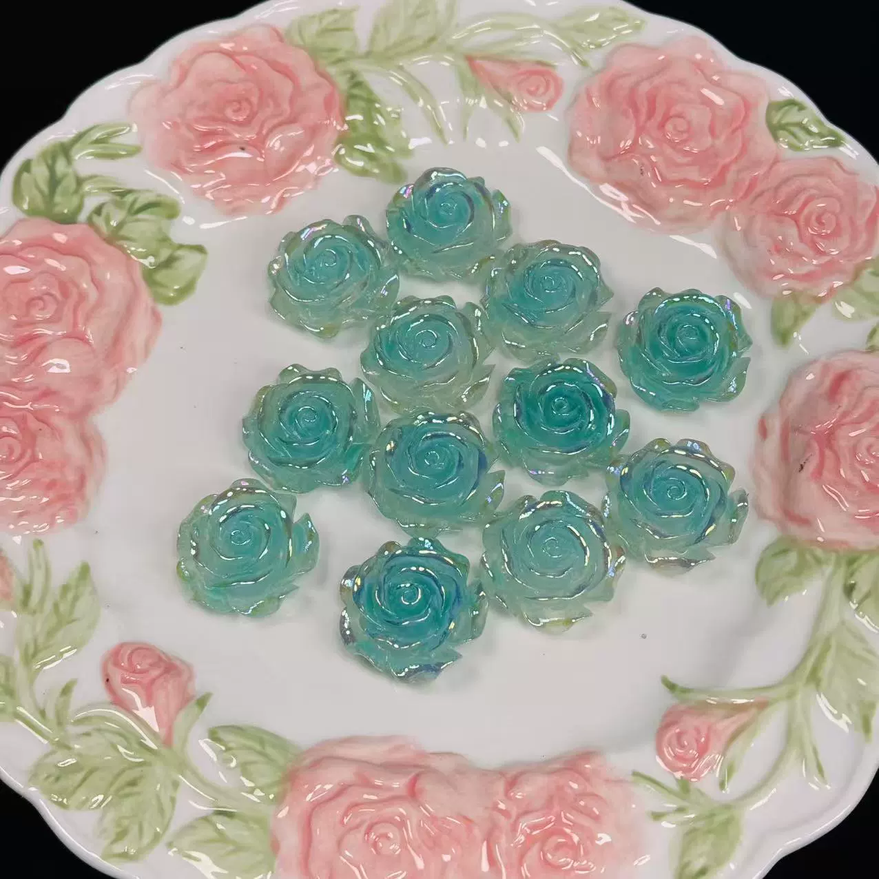 Mabeca 30 small round rose glitter resin accessories diy mobile phone case live broadcast room blind bag accessories