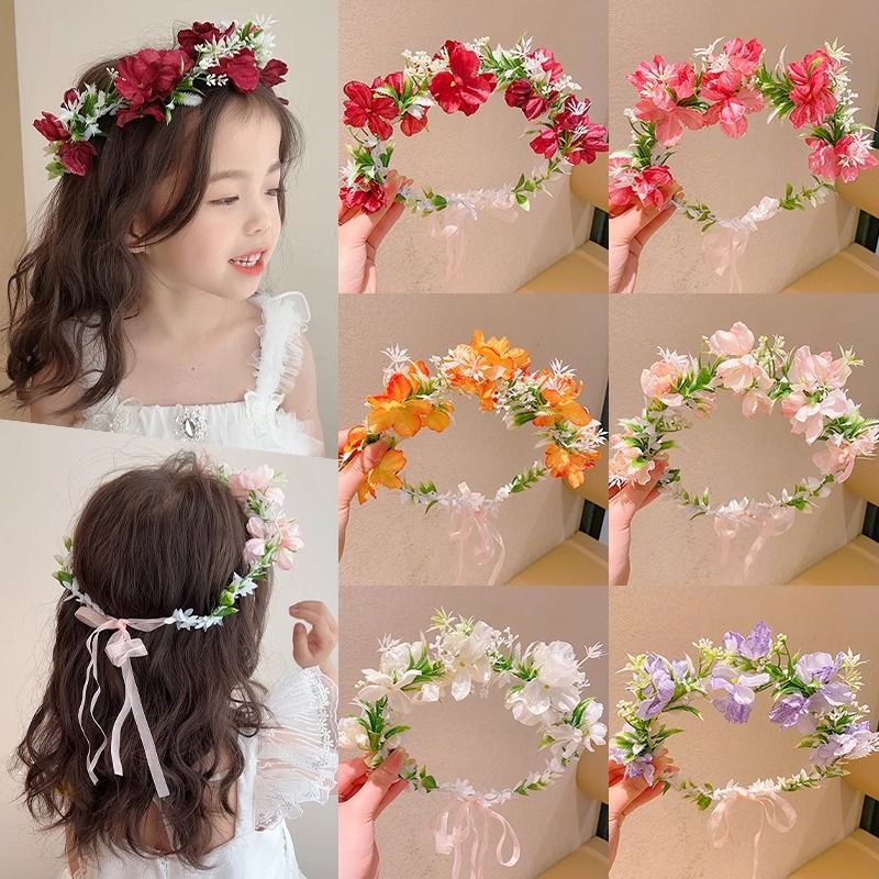 Guirnaldas de flores para niños princesa sen cabello bandas de cabello vestido de flores de boda flores de cabello para niñas de alto valor facial bandas de cabello adornamientos