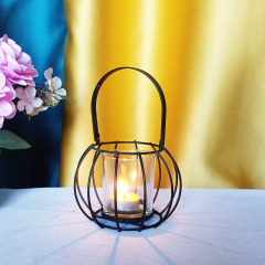 Factory direct sales cross-border Nordic style creative iron wire candle holder wrought iron fruit basket golden wrought iron candle holder home accessories
