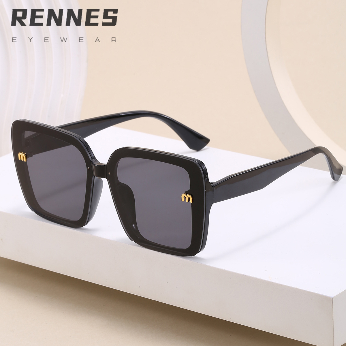 Nuevo estilo coreano retro Letter Box cara lisa gafas de sol pequeñas gafas de sol de lujo ligeras de gama alta de moda