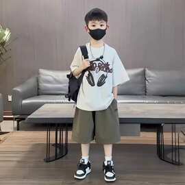男童夏装套装2026新款洋气儿童痞帅工装中大童短袖男孩夏季帅气潮