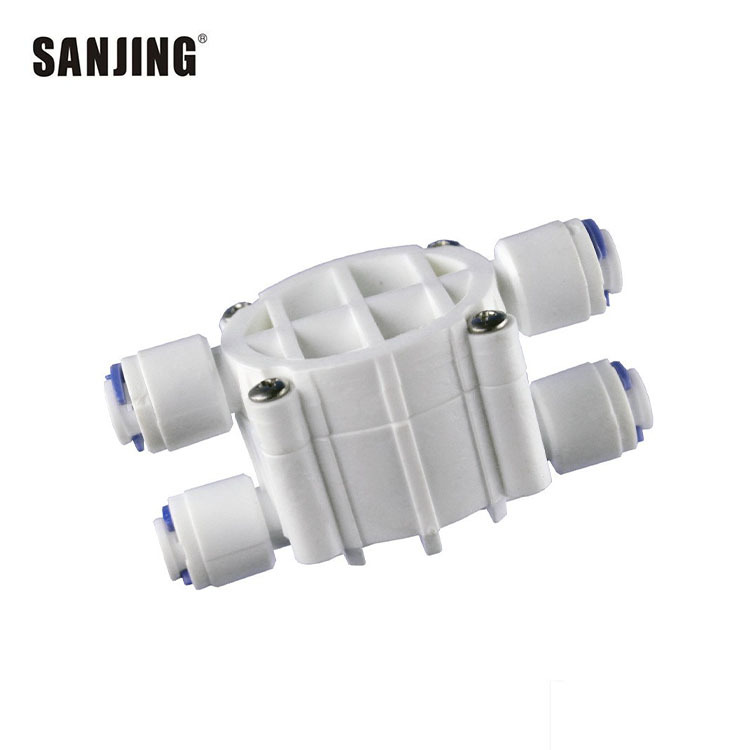 Accesorios de purificador de agua sin bomba Válvula ASO Válvula de 2 puntos de cuatro lados Sistema RO Válvula de corte de agua automática no eléctrica