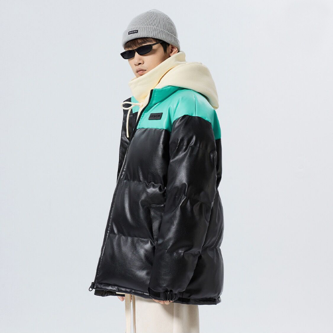 Herren Stehkragen Kunstleder Bomberjacke Gefütterte Winterjacke_voghion.com