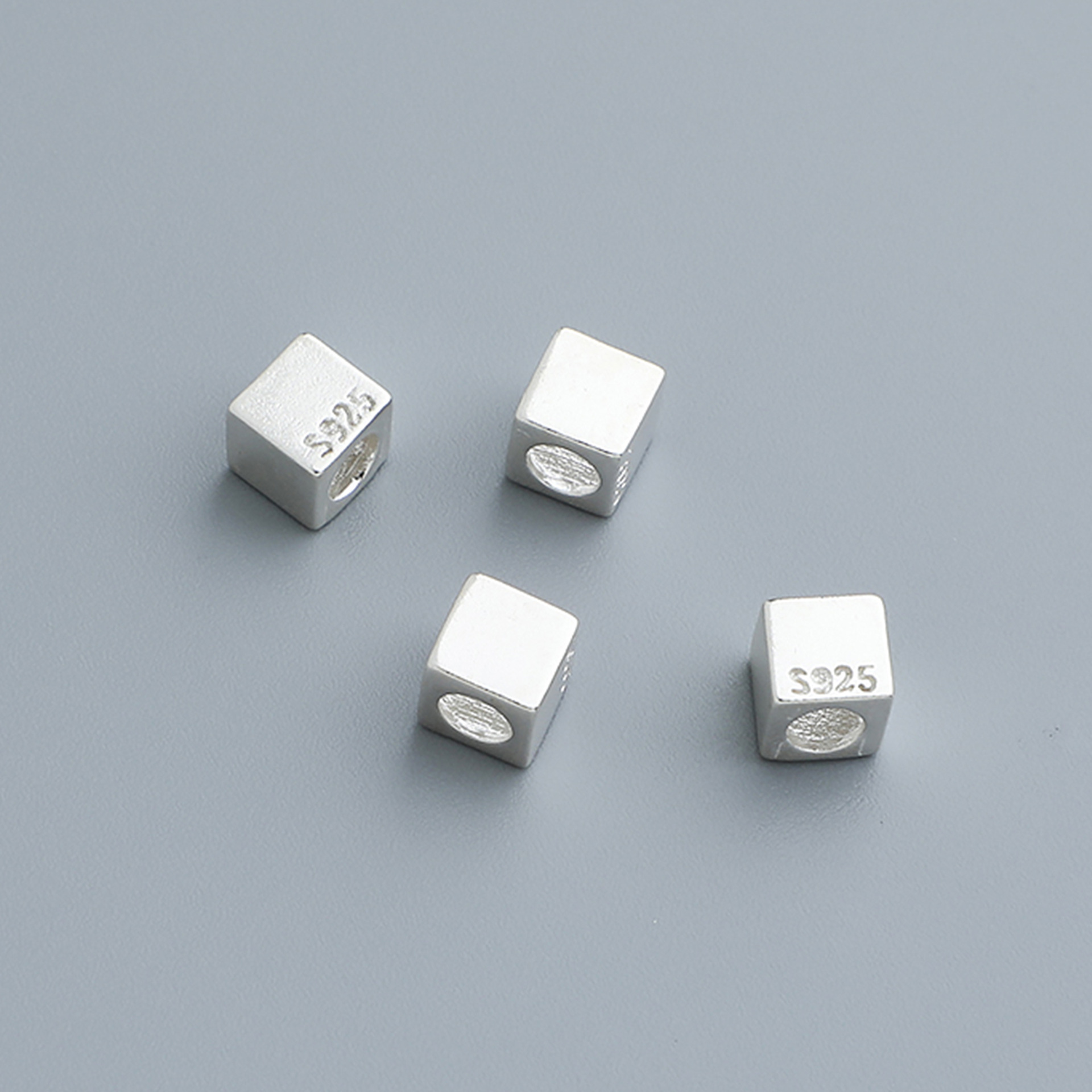 s925純銀精工方塊隔珠DIY手工飾品材料方形散珠串珠編繩手鍊配件