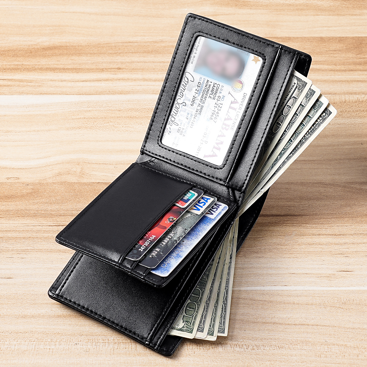 Cross-Border Japanese-Style First-Layer Genuine Leather Men's Wallet with Multiple Card Slots Rfid Fashion Leather Men's Coin Purse