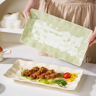 Cream Style Fish Plate Household Ceramic New Popular Steamed Fish Plate with Inch Long Plate Dish Plate