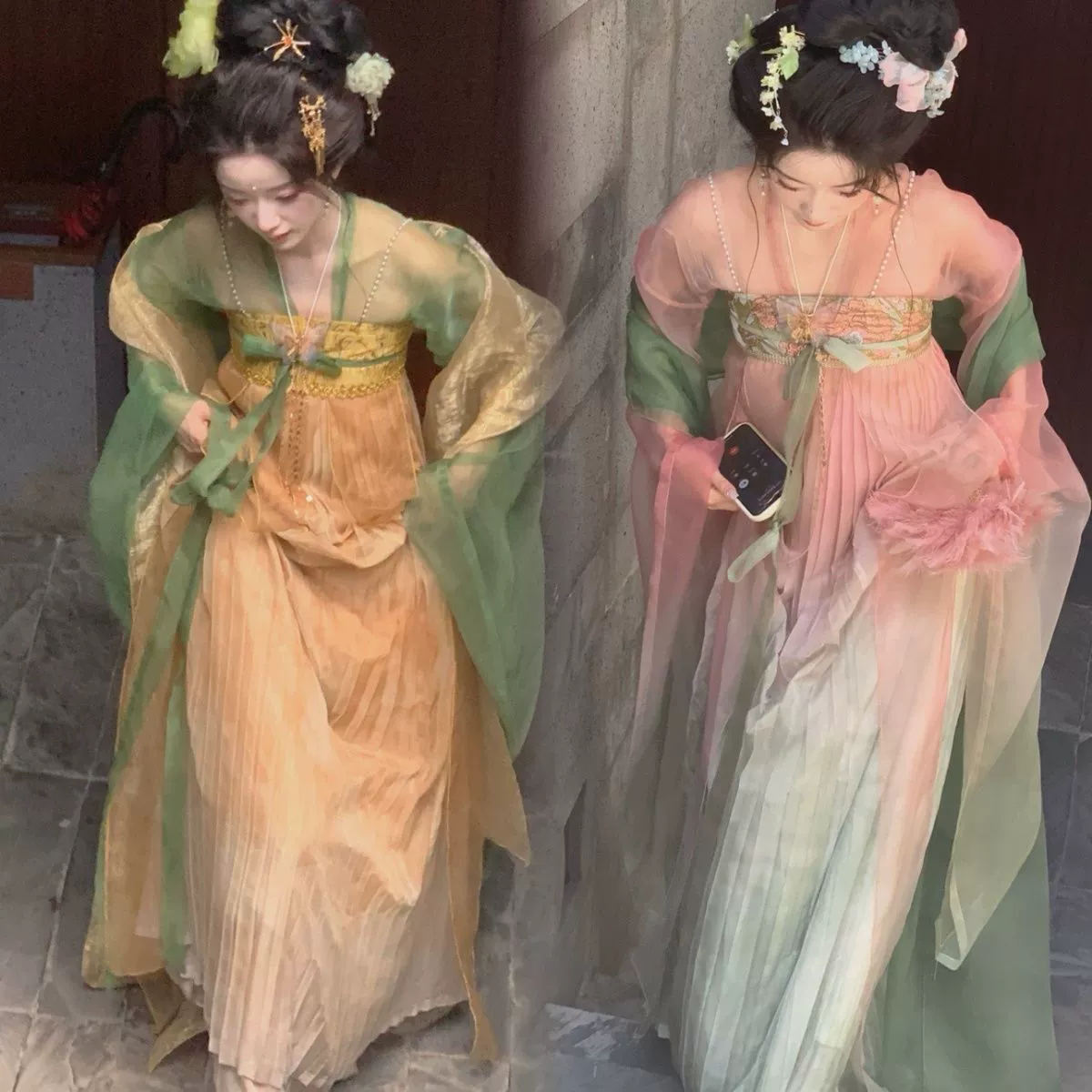 Новый оригинальный Tangzi Chunzi весной и летом полный комплект Hanfu сломанная юбка элегантный национальный стиль