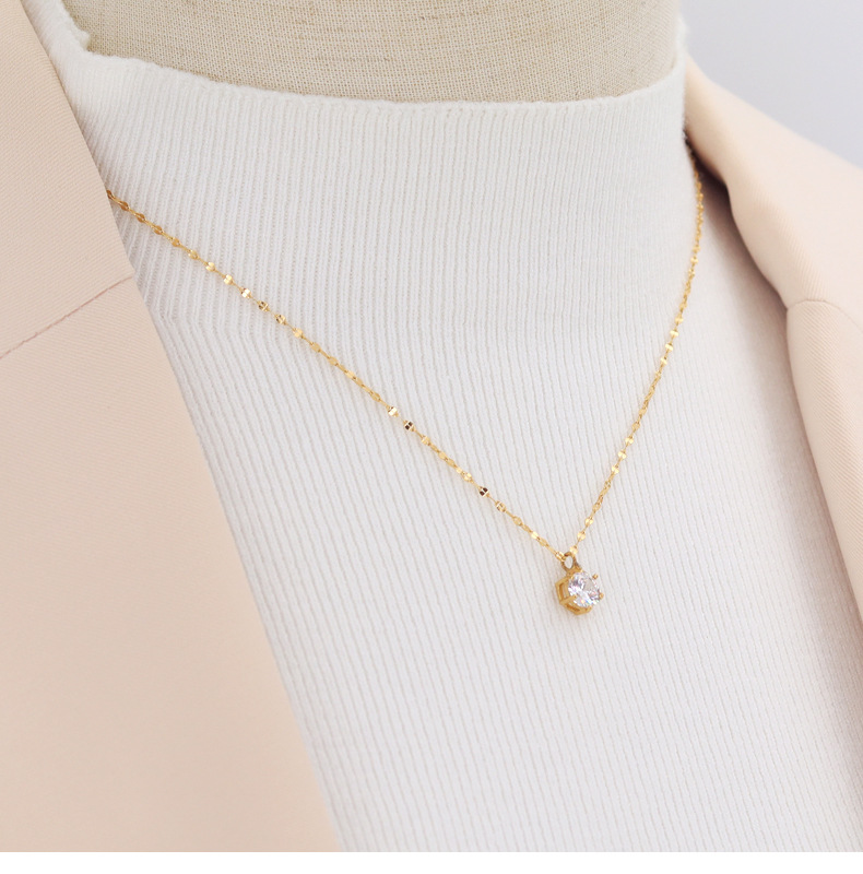 Simple Style Geometric Titanium Steel Gold Plated Zircon Pendant Necklace Colorza_colorza_9