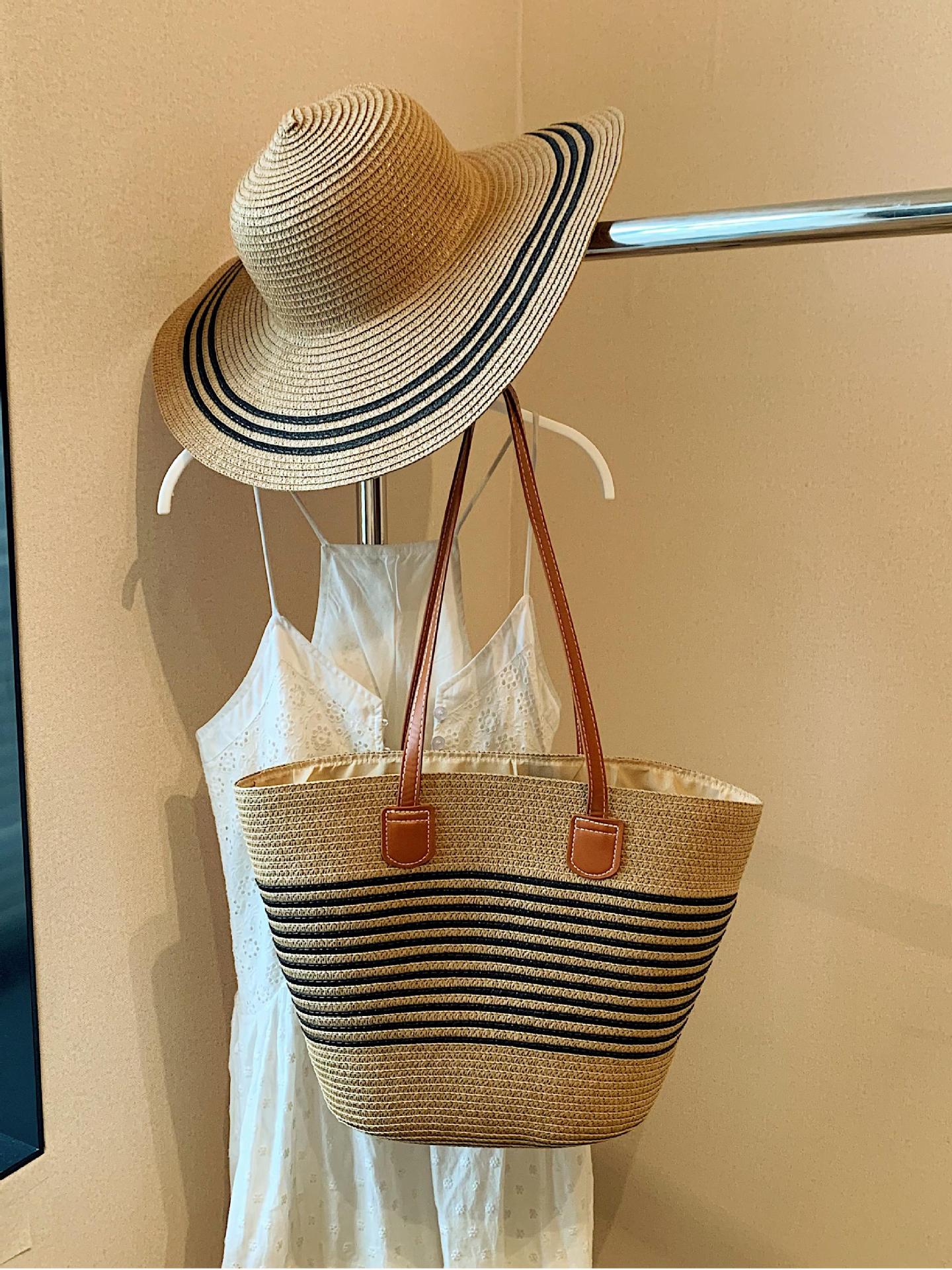 Bolso tejido de paja de vacaciones junto al mar popular de verano para mujer 2025 nuevo bolso de playa tejido bolso de hombro de gran capacidad Bolso Tote