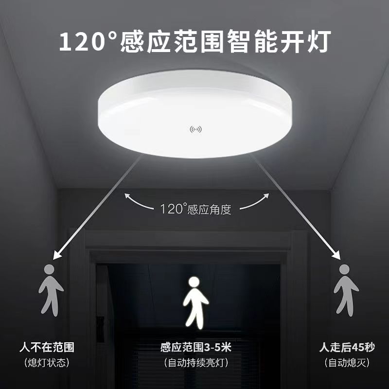 Radar induction ceiling human body induction light LED round square wide pressure light corridor project Zhongshan LED induction light