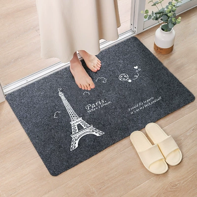 Avtomobil döşəmə paspasları – Cross-Border Export of Light Luxury Style - printed-gray-iron-tower-white-4060cm-upgraded-version-of-diatom-mud