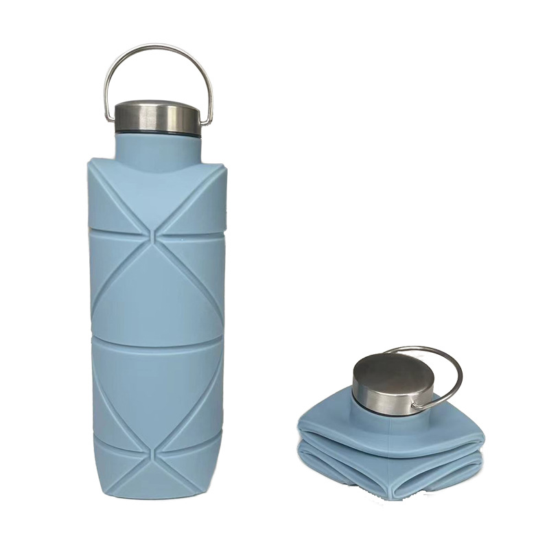 Silicona plegable Copa retráctil Copa compresión deportes viaje portátil botella de agua con mango taza de agua al aire libre Nuevo