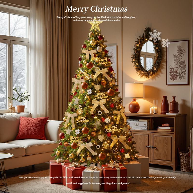 2025 nuevo árbol de Navidad a gran escala paquete de simulación de cifrado decoración de Navidad doméstica sala de estar DIY decoración escena