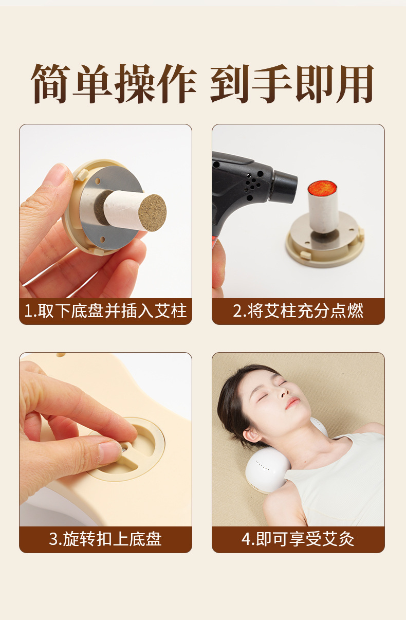 Electric Moxibustion Neck Pillow Ergonomic Cervical Support Warmer with Mugwort Heat Therapy for Home Use in use