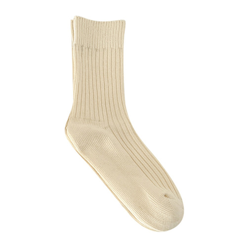 Socks for women in autumn and winter double needle thick thread pile socks Japanese style ins style women's socks versatile slimming vertical stripes mid-tube socks