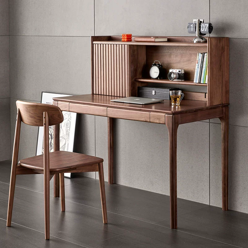 Скандинавский черный орех полностью твердый деревянный стол книжная полка компьютерный стол современный простой туалетный столик для спальни многофункциональное обучение