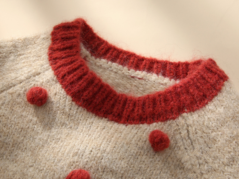 Children's sweater three-dimensional handmade ball boys and girls Christmas New Year children's sweater children's clothing wholesale primary supply