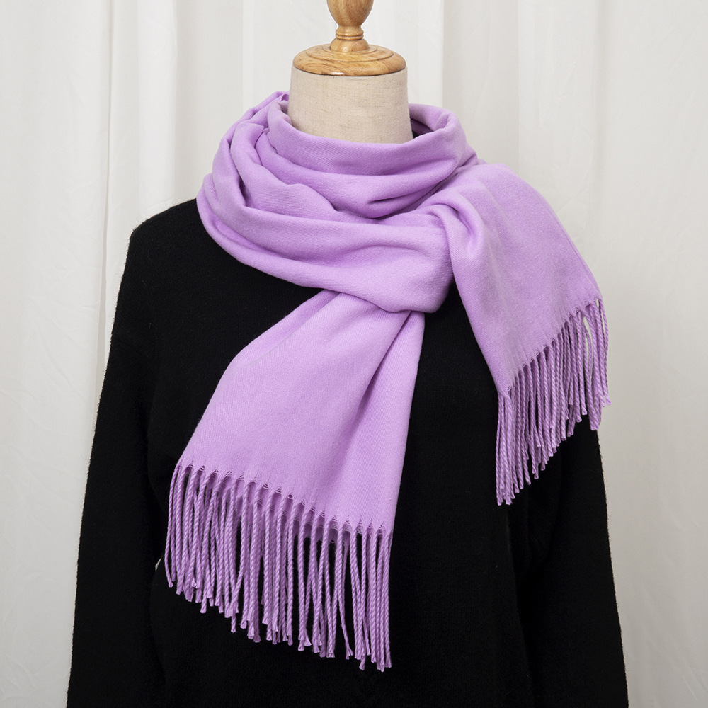 Women's Simple Style Solid Color Imitation Cashmere Tassel Scarf display picture 2