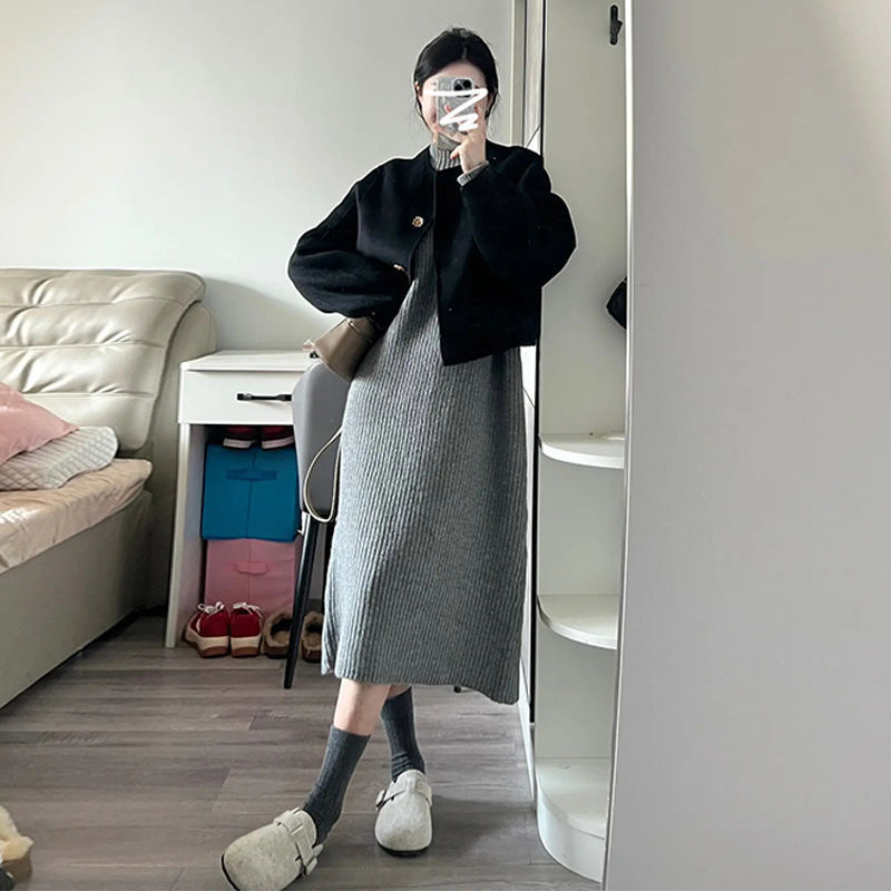 今年流行漂亮套装毛衣裙女2025春秋新款高级感超好看针织连衣裙子|undefined
