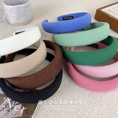 2023年春季新品韓版斜紋休閒布藝厚海綿發箍甜美可愛頭箍時尚髮飾