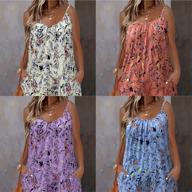 2025 новый Amazon трансграничный европейский и американский модный слинг с принтом для женской одежды