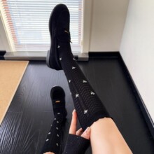春夏薄款复古少女灰色碎花百搭花边镂空小腿袜子女堆堆长筒袜jk风
