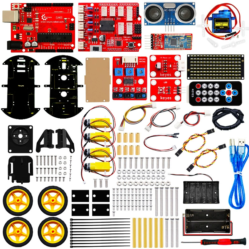 Smart 4WD Robot (Arduino) Bluetooth Remote Control, UNO-compatible, Obstacle & Line Functions