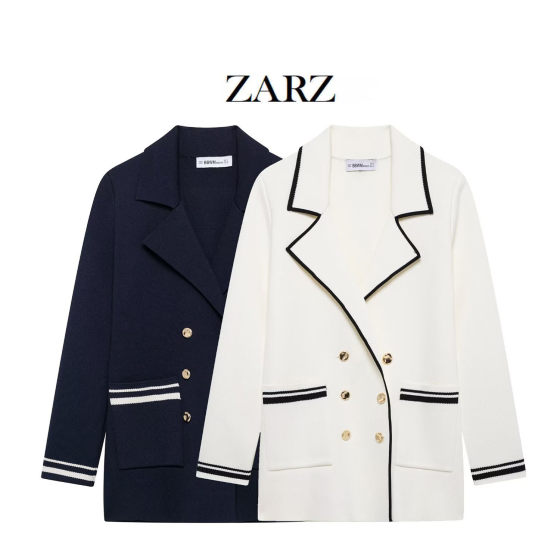 ZARZ homemade European and American style new women's classic fashion double breasted knitted suit jacket 4192024
