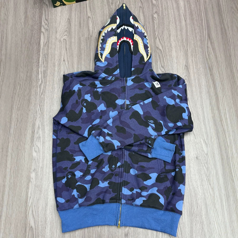Cross-Border Foreign Trade Trendy Brand Wholesale Bape Ape Head Pure Cotton Camouflage Loose Van Gogh Shark Hooded Sweatshirt Jacket Cross-Border Foreign Trade Trendy Brand Wholesale Bape Ape Head Pure Cotton Camouflage Loose Van Gogh Shark Hooded Sweatshirt Jacket