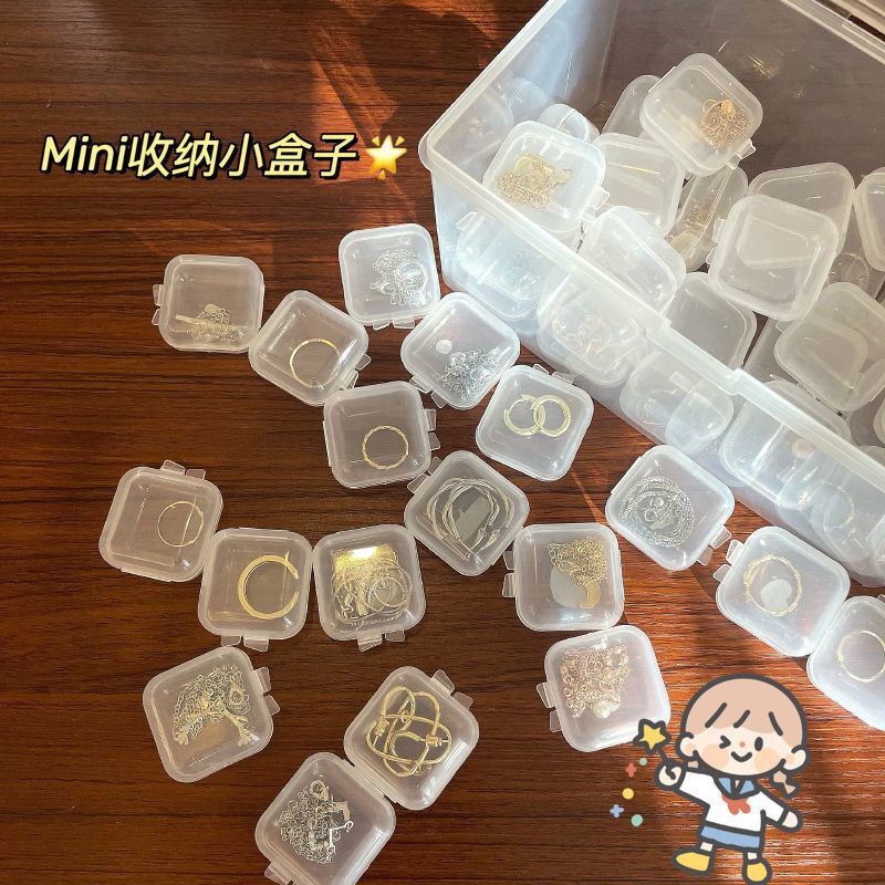 Ins Transparent Unprinted Style Jewelry Storage Box Jewelry Box Travel Portable Small Box Earrings Necklace Box Jewelry Box