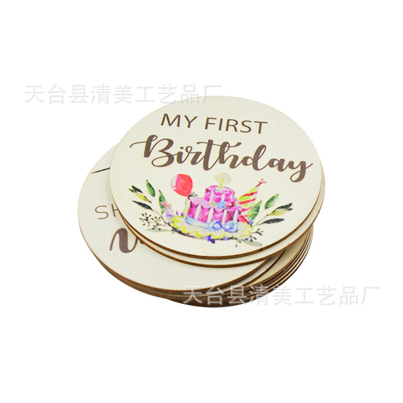 Tarjeta de luna de bebé de doble cara de madera Accesorios para fotos de bebé Tarjeta de hito de edad de doble cara de bebé Película mensual