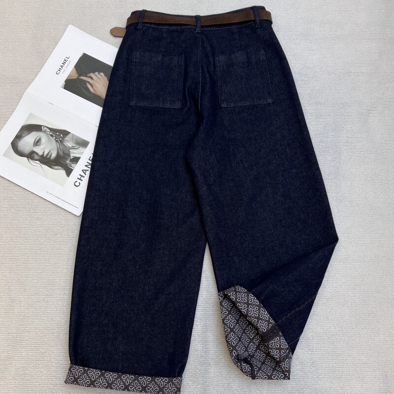 Retro fashion craft printed slim-fit flared jeans 26 new model high-waisted comfortable loose versatile casual jeans