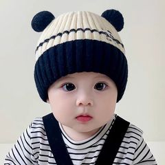 婴儿帽子秋冬季加厚男女童针织毛线帽宝宝可爱超萌防风保暖套头帽